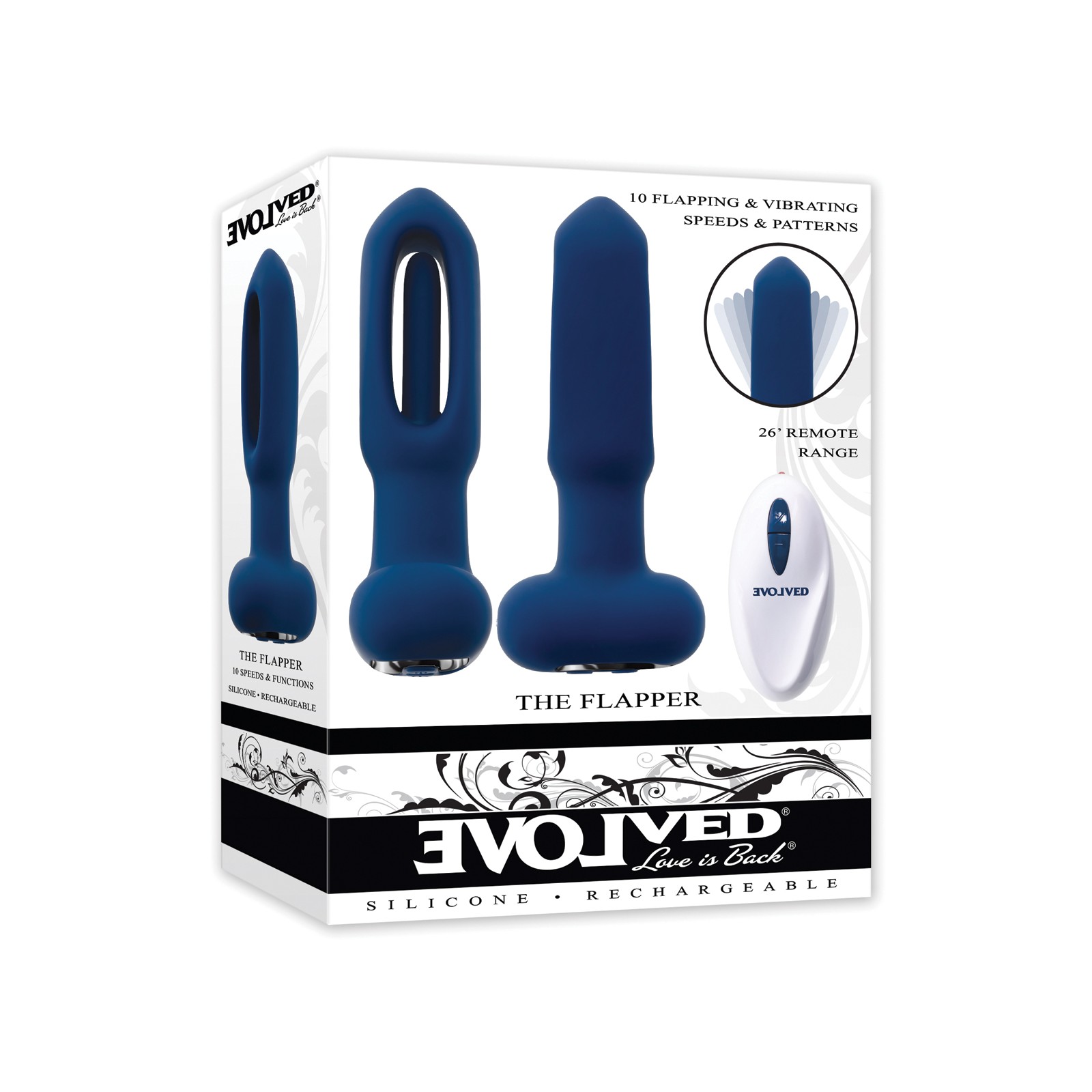 Evolved The Flapper Vibrador y Estimulador Clitorial Control Remoto Azul