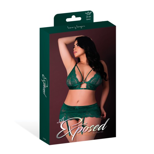 Evermore Emerald Bralette with Garter Set