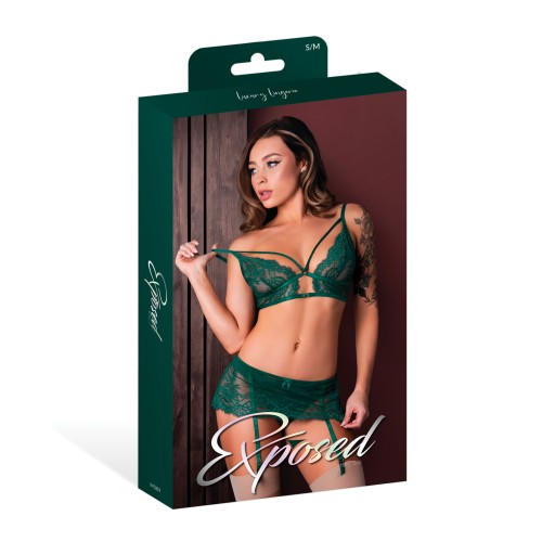 Conjunto Bralette Garter Thong Evermore Esmeralda