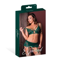 Conjunto Bralette Garter Thong Evermore Esmeralda