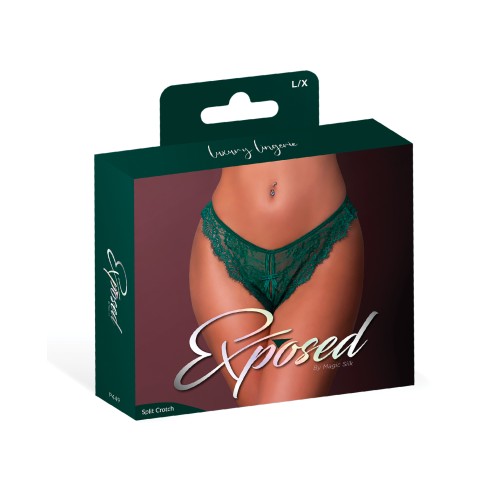 Evermore Split Crotch Panty - Emerald L/XL