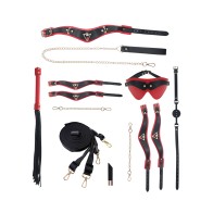 Kit de Bondage Ouch! Colección Milan con Bolsa Negro/Rojo