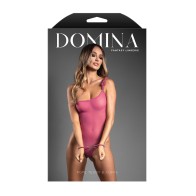 Domina Body de Malla Transparente de Un Hombro Rosa M/L