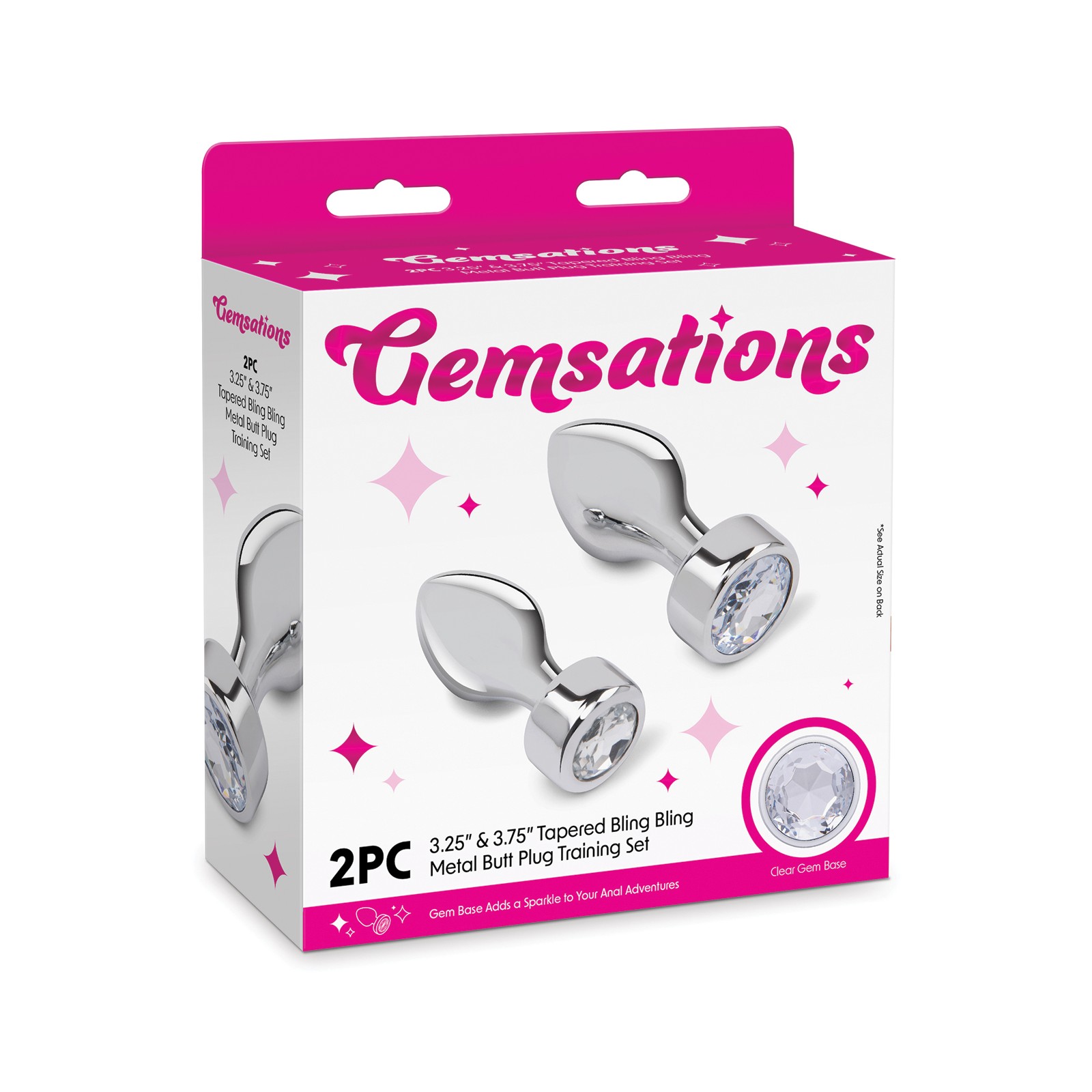 Gemsations 2 pc Tapered Bling Bling Metal Butt Plug Set