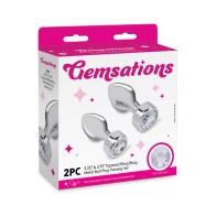 Gemsations 2 pc Tapered Bling Bling Metal Butt Plug Set