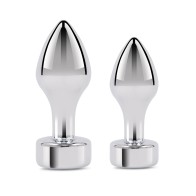 Gemsations 2 pc Tapered Bling Bling Metal Butt Plug Set