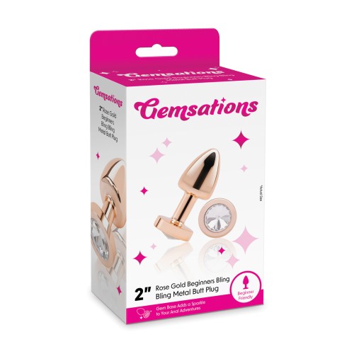 Gemsations 2" Beginners Bling Bling Metal Butt Plug - Rose Gold