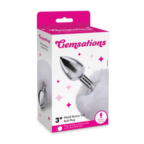 Gemsations 2.95 Inch Metal Bunny Tail Butt Plug - Silver