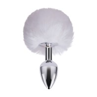 Gemsations 2.95 Inch Metal Bunny Tail Butt Plug - Silver