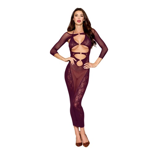 Seamless Cherry Lacquer Gown with Shrug Set - Elegant Lingerie