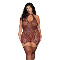 Leopard Pattern Seamless Chemise - Cherry Lacquer QN