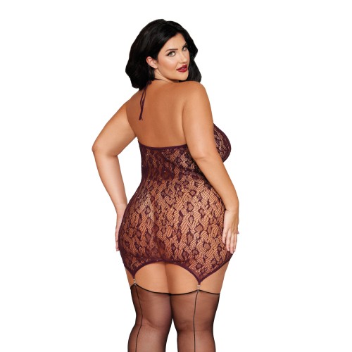 Leopard Pattern Seamless Chemise - Cherry Lacquer QN