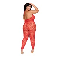 Leopard Pattern Red Bodystocking - Queen Size