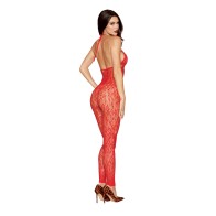 Leopard Pattern Seamless Bodystocking - Red O/S