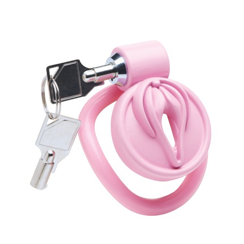 Master Series Pussification Vulva Locking Chastity Cage in Pink