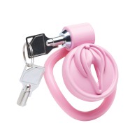 Master Series Pussification Vulva Locking Chastity Cage in Pink