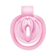 Master Series Pussification Vulva Locking Chastity Cage in Pink