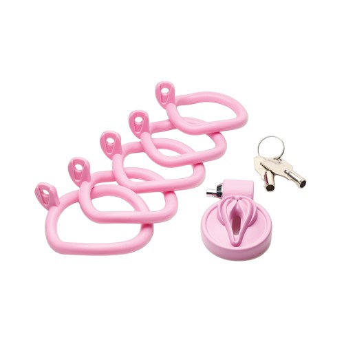 Master Series Pussification Vulva Locking Chastity Cage in Pink