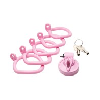 Master Series Pussification Vulva Locking Chastity Cage in Pink