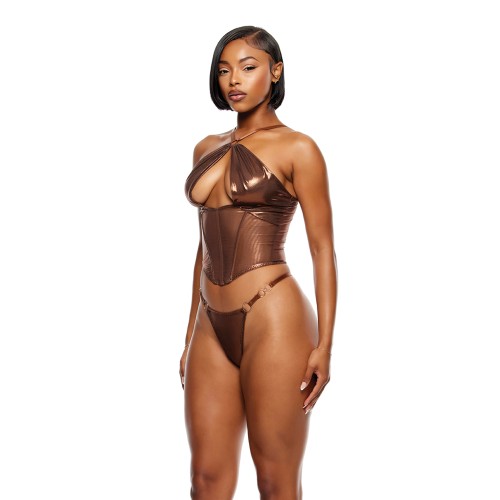 Liquid Metal Mesh Bustier Set Copper Large