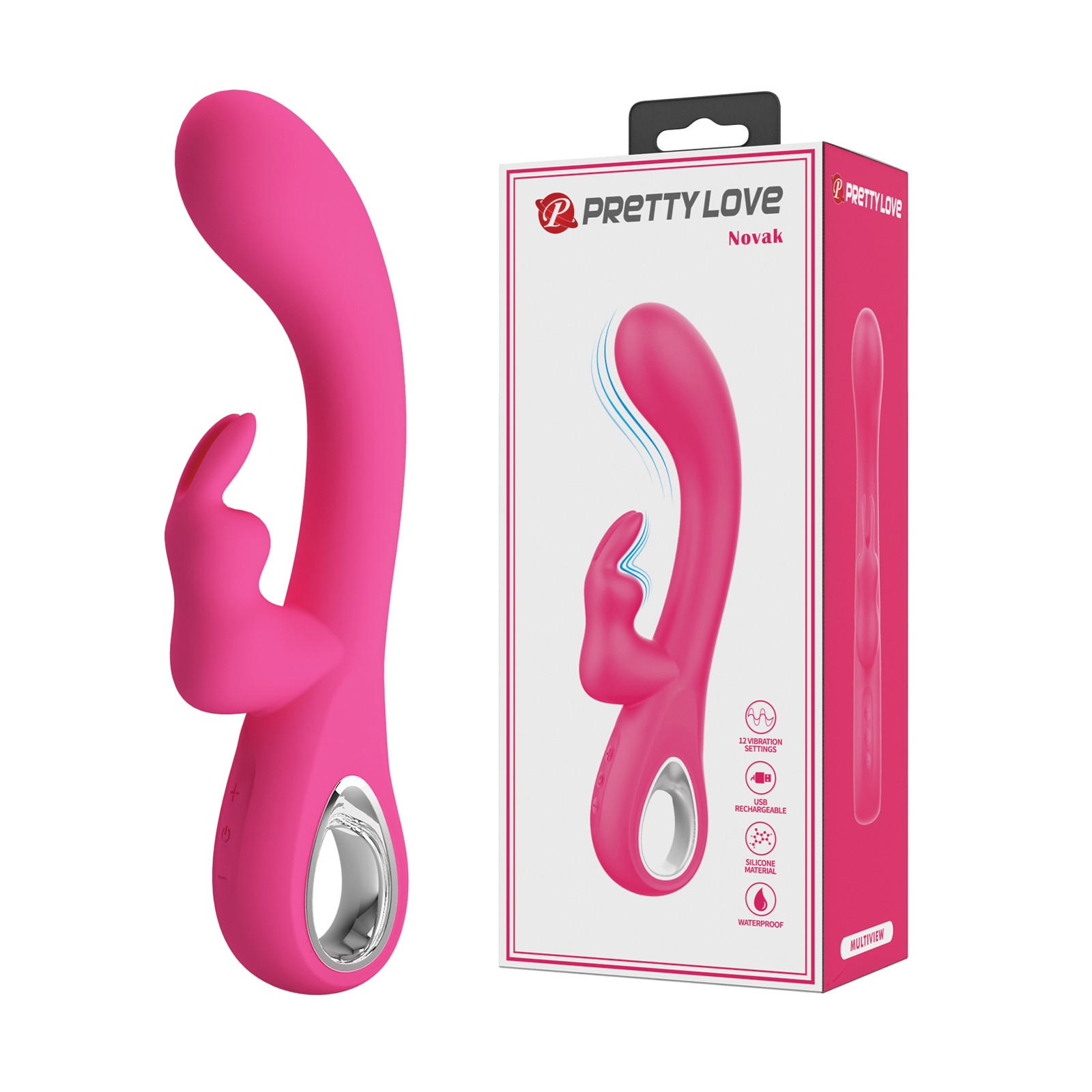 Pretty Love Novak Handle Rabbit Vibrator for Dual Satisfaction