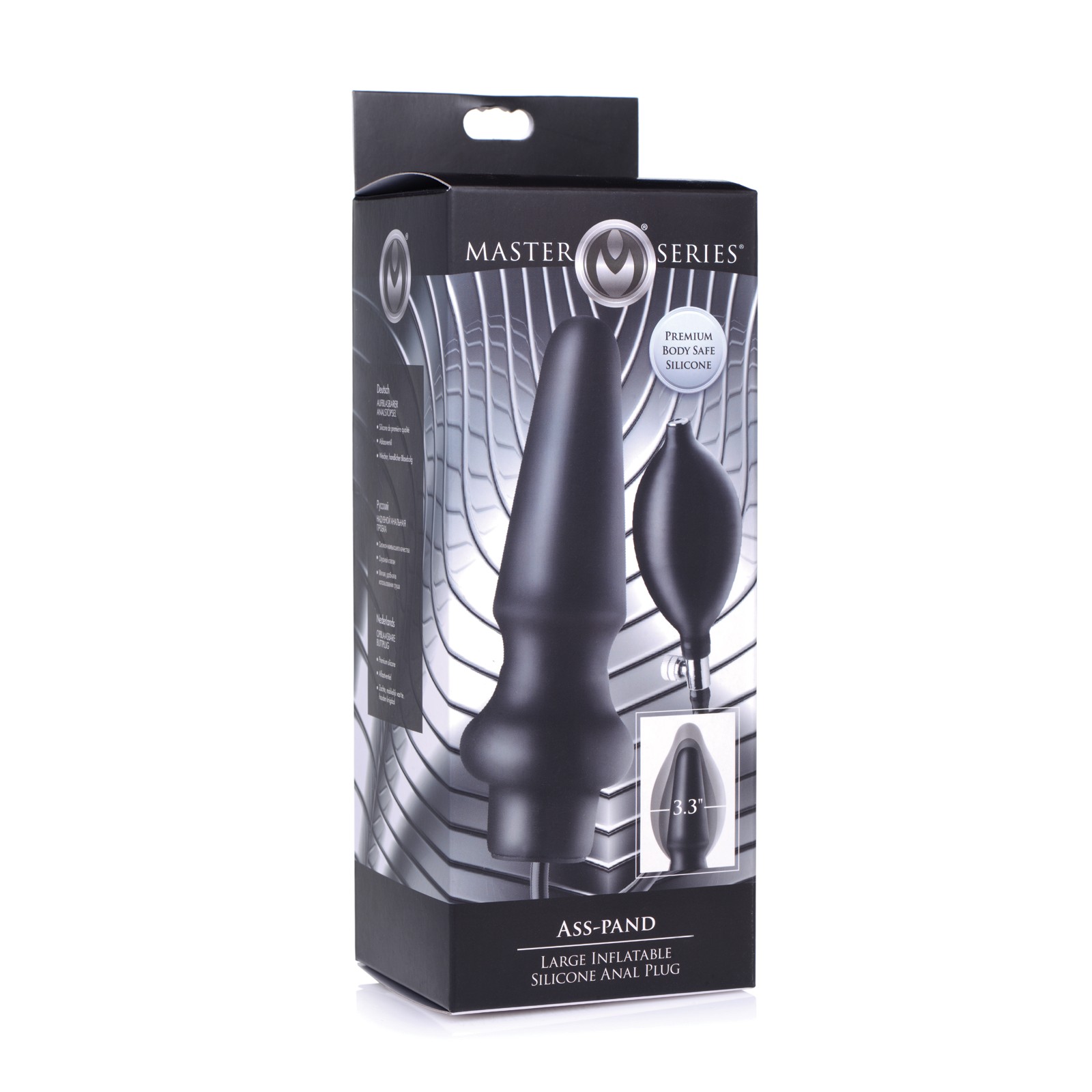 Plug Anal Inflable de Silicona Ass-Pand de Master Series - Negro