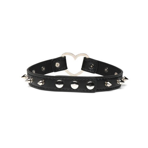 Collar con Corazones Espigados Master Series - Negro