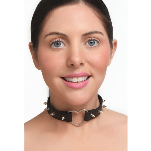 Collar con Corazones Espigados Master Series - Negro