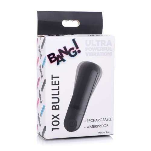 Bang! 10X Rechargeable Vibrating Metallic Bullet Black