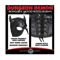 Dungeon Demon Bondage Hood with Horns in Black