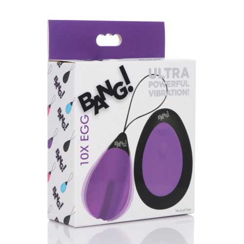 Huevo Vibrador de Silicona Bang! 10X - Morado Impermeable