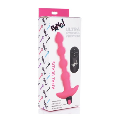 Perlas Anal Vibrantes 28X Bang! con Control Remoto - Rosa