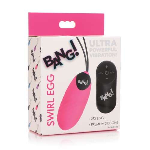 Bang! 28X Swirl Silicone Egg with Remote Pink