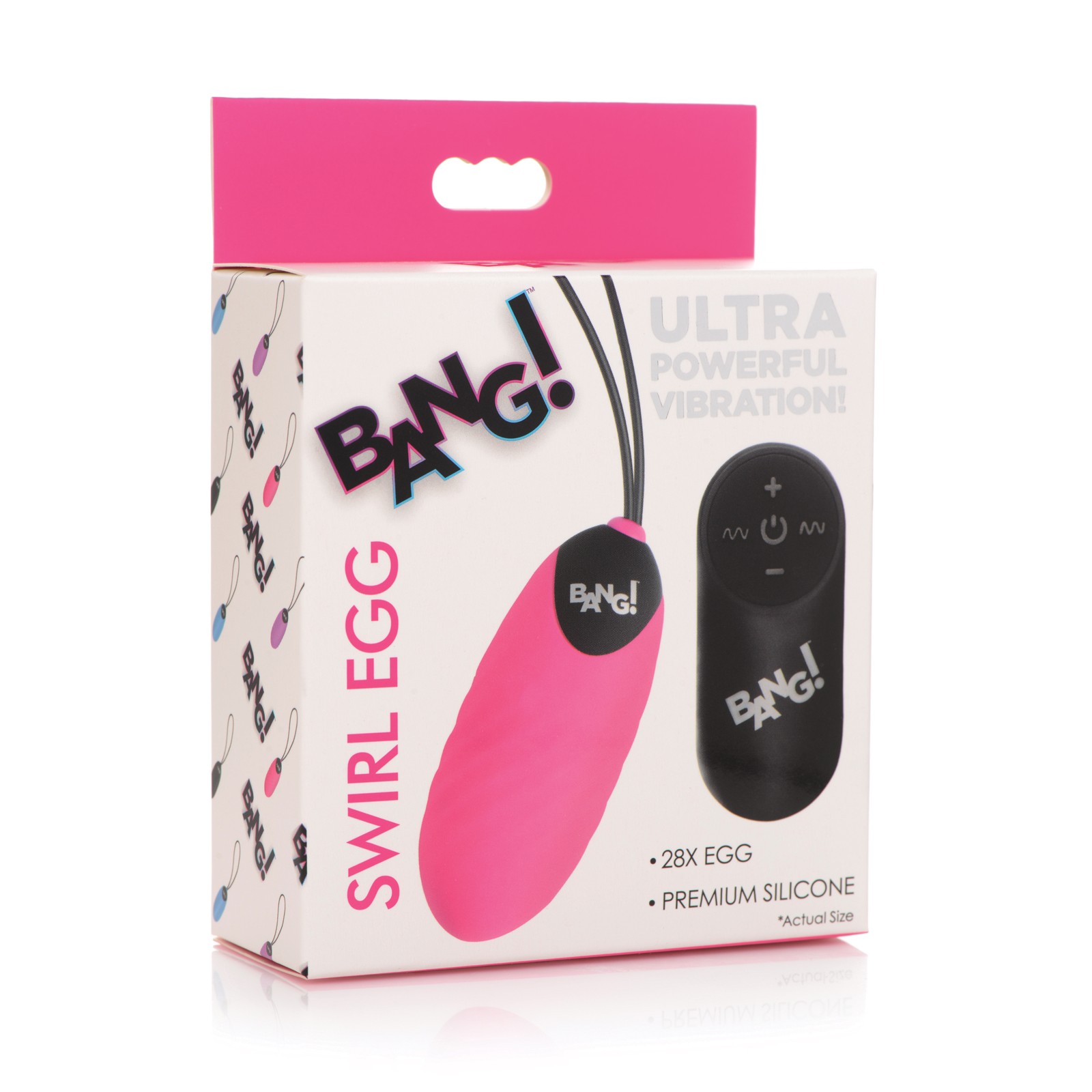 Bang! 28X Swirl Silicone Egg with Remote Pink