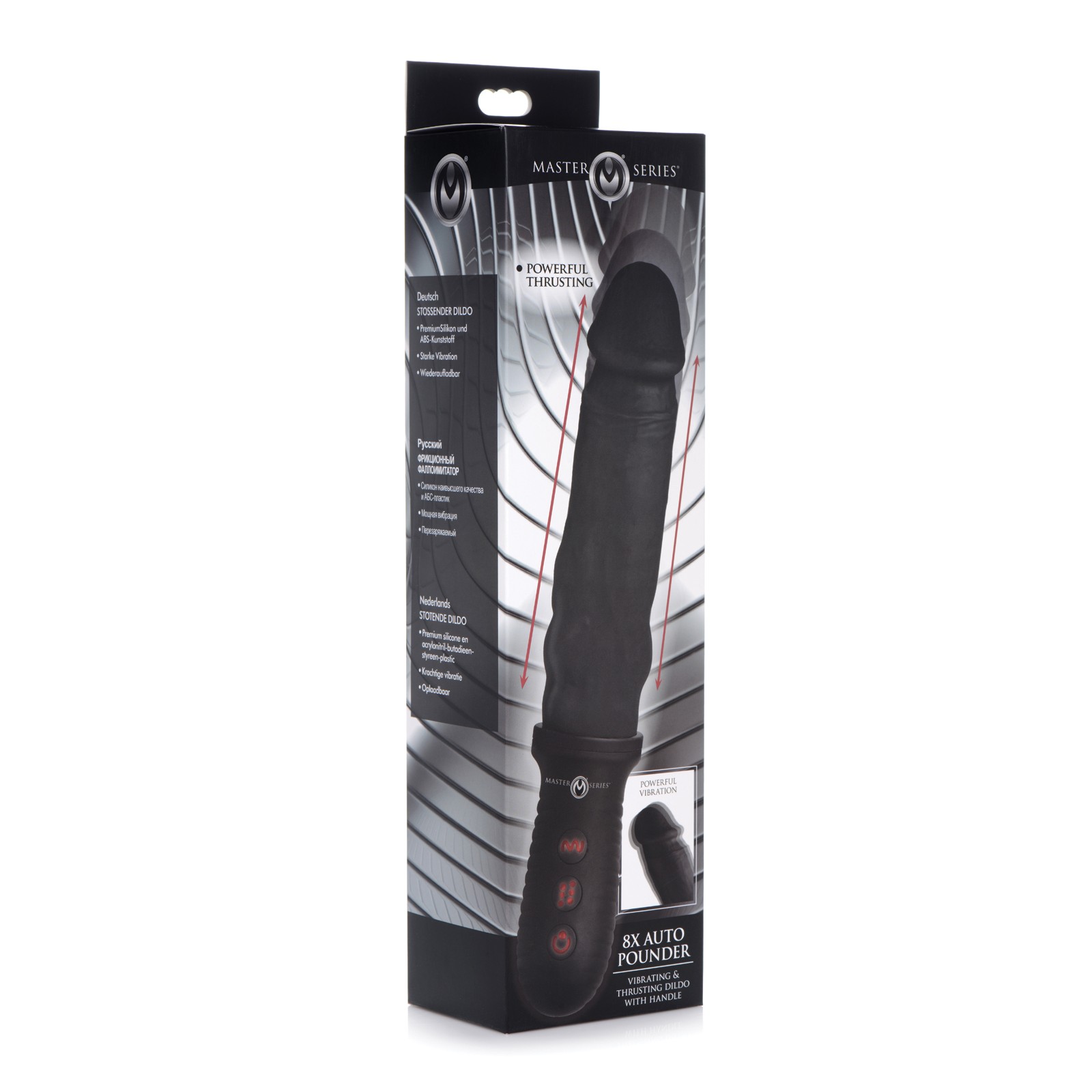 Master Series 8X Auto Pounder Vibrating Dildo Black