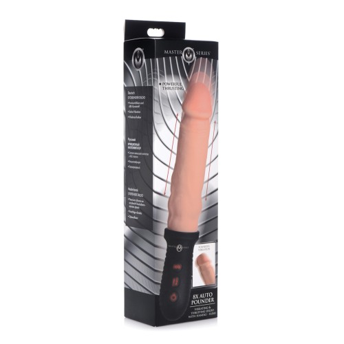 Master Series 8X Auto Pounder Vibrating & Thrusting Dildo with Handle - Flesh