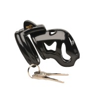 Master Series Hard Stop Double Ring Chastity Cage - Black - Pleasurable Restraint