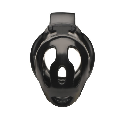 Master Series Hard Stop Double Ring Chastity Cage - Black - Pleasurable Restraint