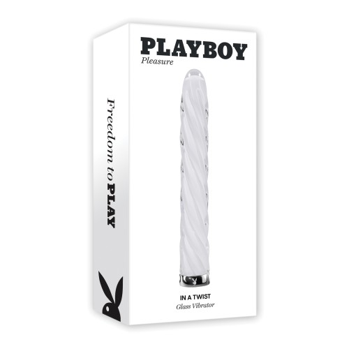 Playboy Twist Glass Vibrator - White Sleek Design