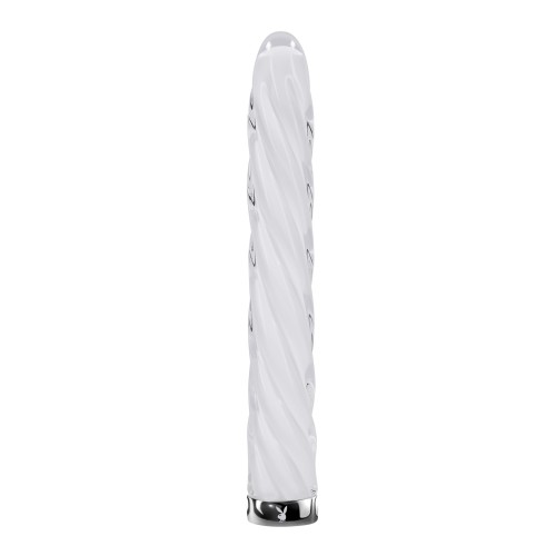 Playboy Twist Glass Vibrator - White Sleek Design