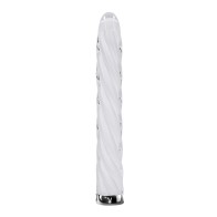 Playboy Twist Glass Vibrator - White Sleek Design