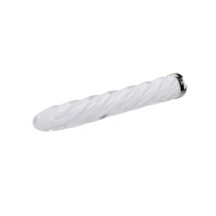 Playboy Twist Glass Vibrator - White Sleek Design