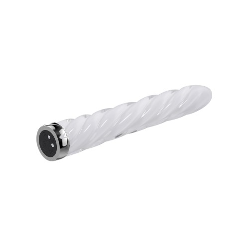 Playboy Twist Glass Vibrator - White Sleek Design