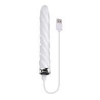 Playboy Twist Glass Vibrator - White Sleek Design