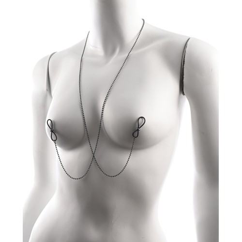 Sex & Mischief Body Jewelry with Nipple Ties - Black