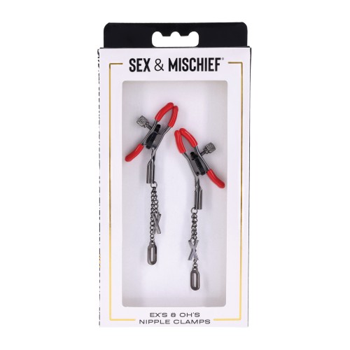 Sex & Mischief Pinzas para Pezones Ex's & Oh's Rojo Negro