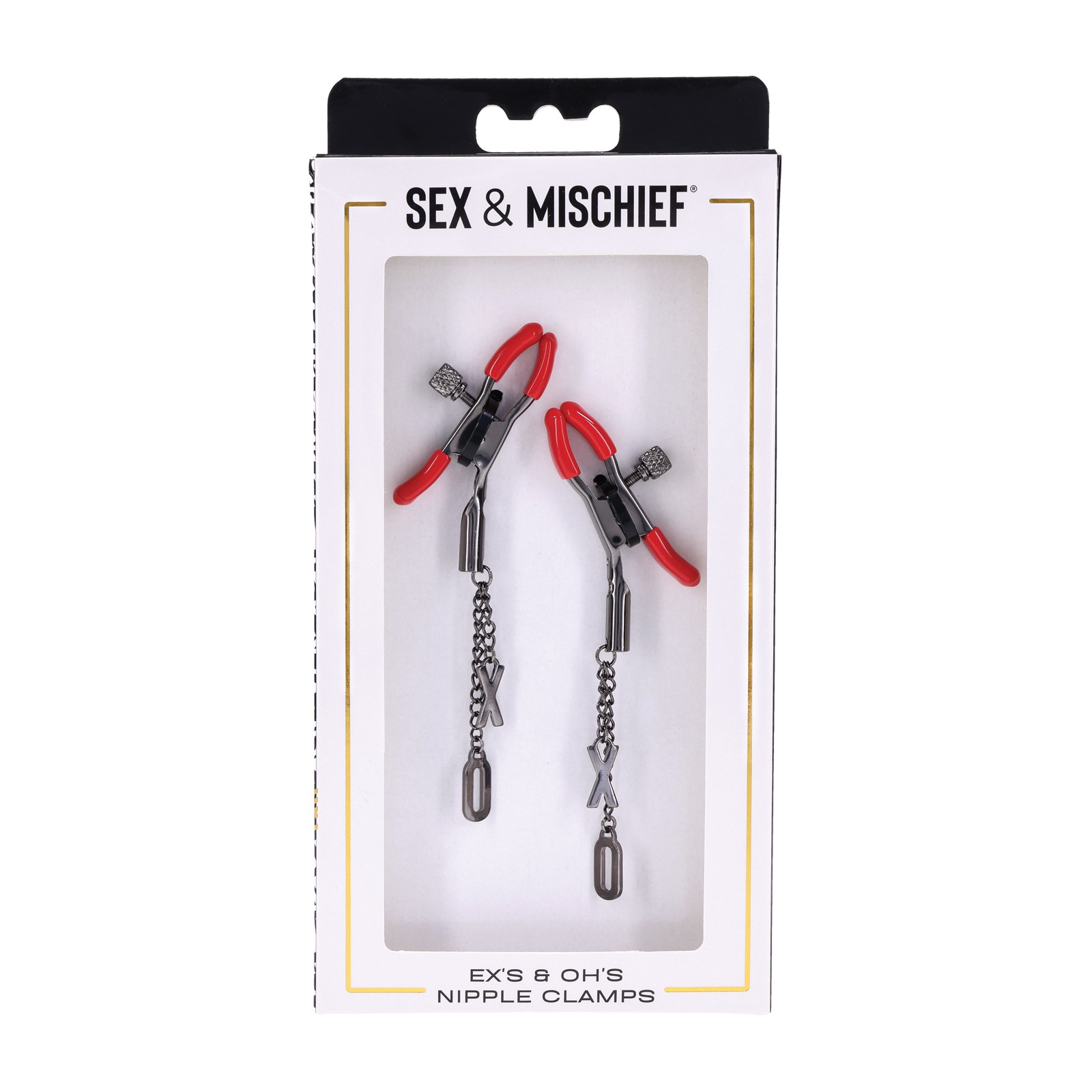 Sex & Mischief Pinzas para Pezones Ex's & Oh's Rojo Negro