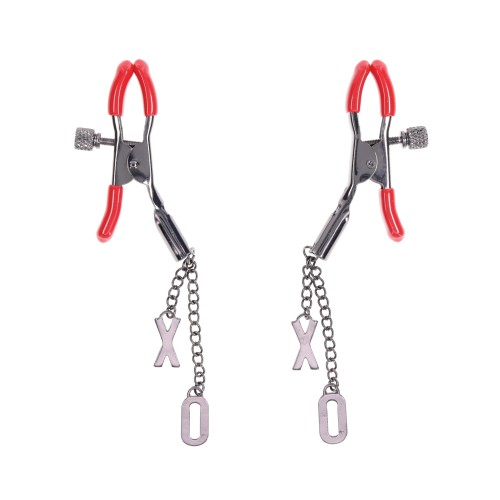 Sex Mischief Ex's Oh's Nipple Clamps Red Black