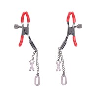 Sex Mischief Ex's Oh's Nipple Clamps Red Black