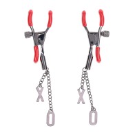 Sex Mischief Ex's Oh's Nipple Clamps Red Black